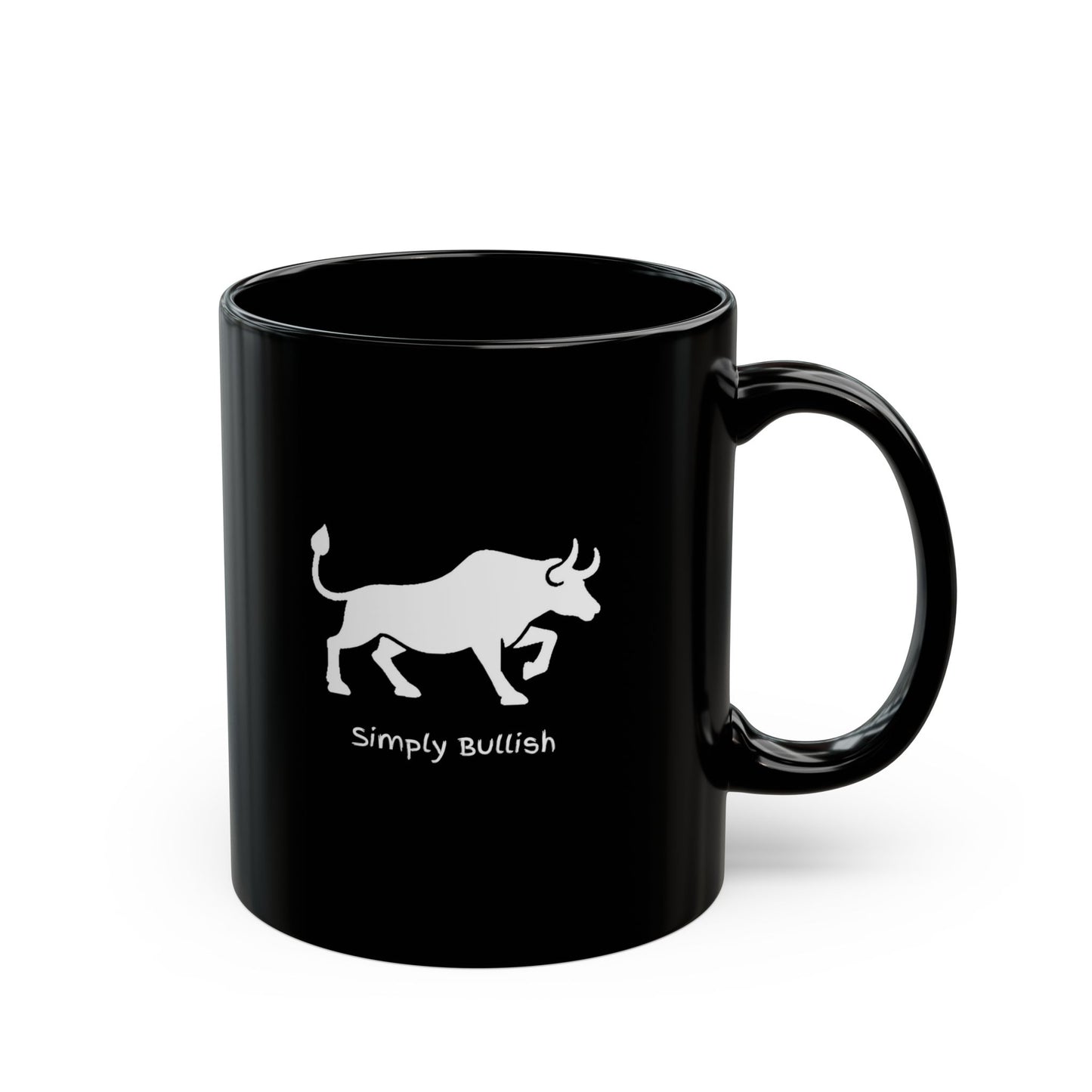 Simply Bullish White Bull Ceramic Mug, (11oz, 15oz)