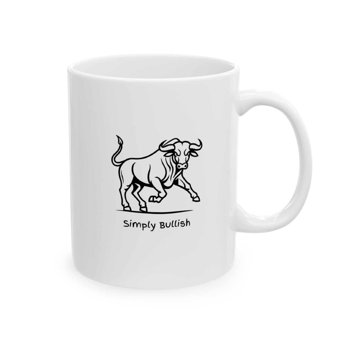 Simply Bullish 2 Black Bull Ceramic Mug, (11oz, 15oz)