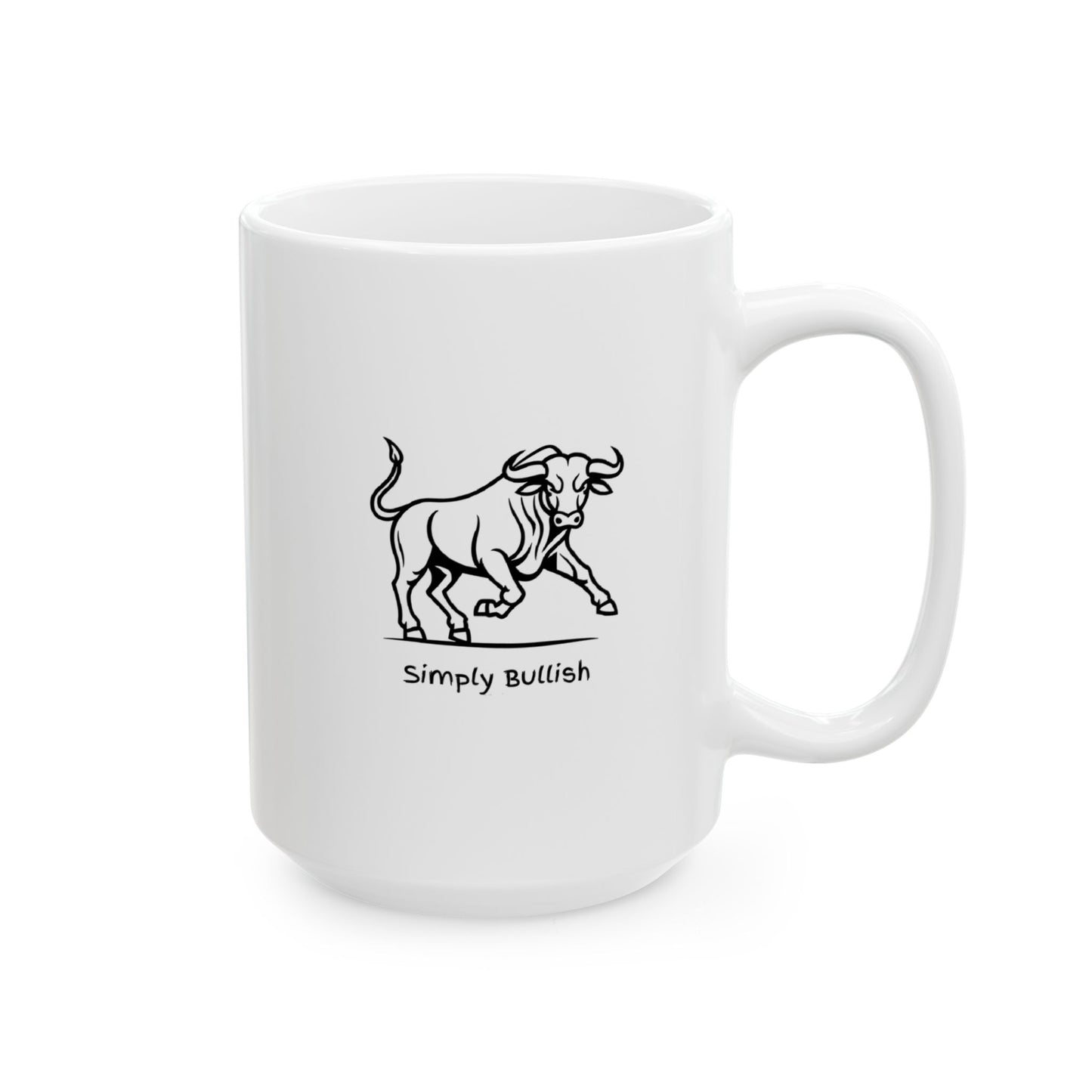 Simply Bullish 2 Black Bull Ceramic Mug, (11oz, 15oz)
