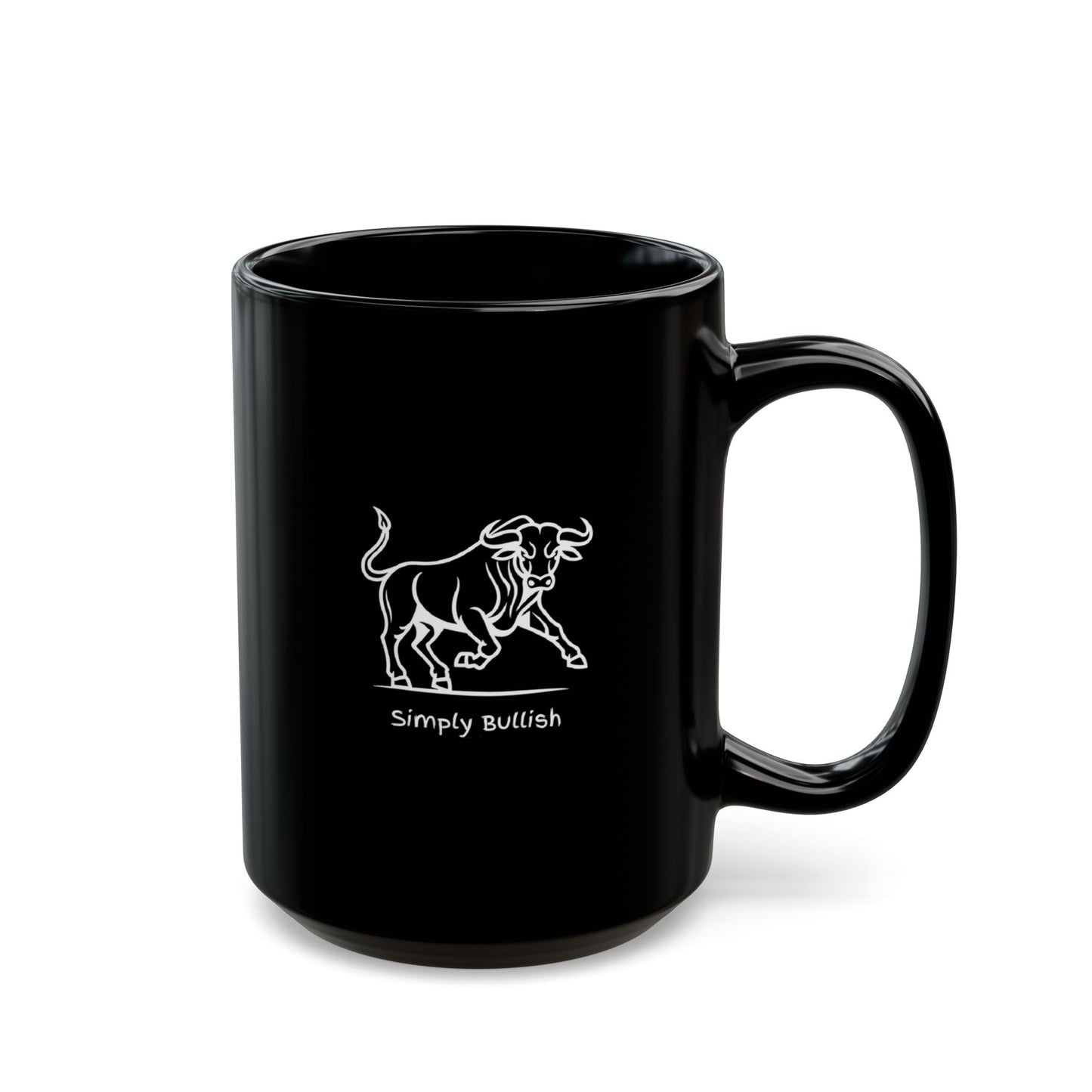 Simply Bullish 2 White Bull Ceramic Mug, (11oz, 15oz)