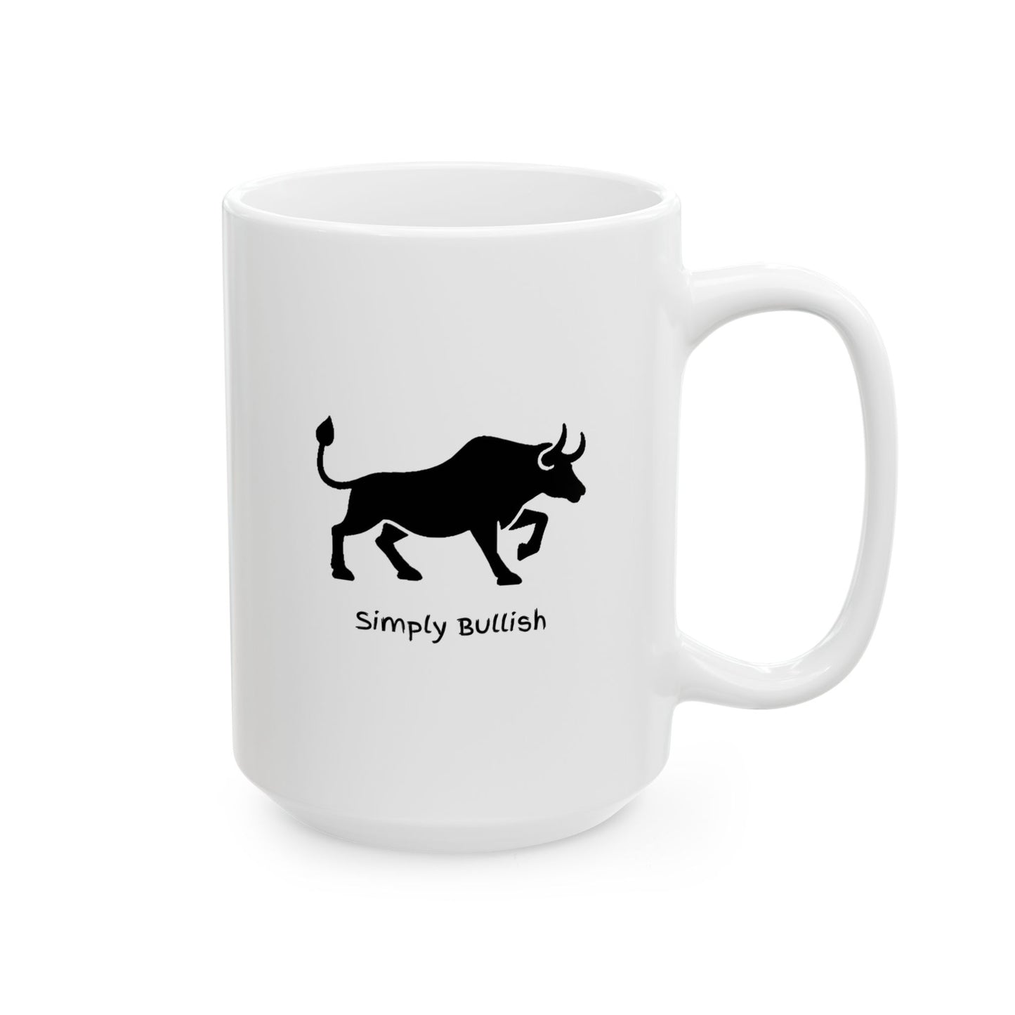 Simply Bullish Black Bull Ceramic Mug, (11oz, 15oz)
