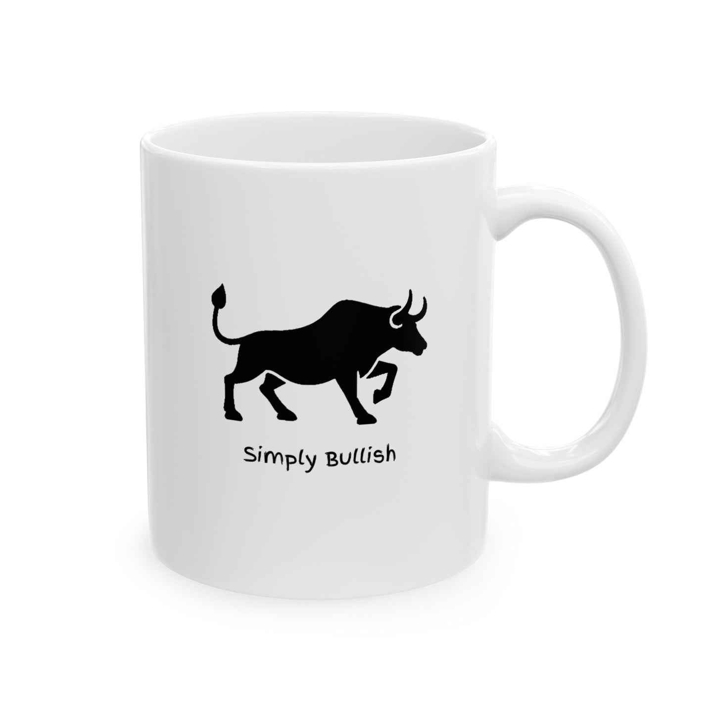 Simply Bullish Black Bull Ceramic Mug, (11oz, 15oz)